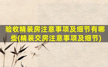 验收精装房注意事项及细节有哪些(精装交房注意事项及细节)