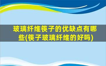 玻璃纤维筷子的优缺点有哪些(筷子玻璃纤维的好吗)