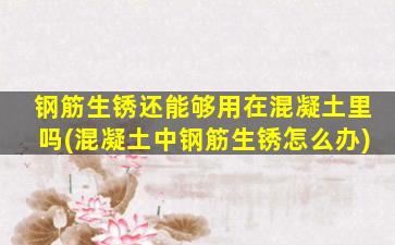 钢筋生锈还能够用在混凝土里吗(混凝土中钢筋生锈怎么办)