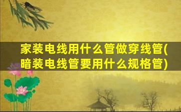 家装电线用什么管做穿线管(暗装电线管要用什么规格管)
