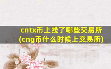 cntx币上线了哪些交易所(cng币什么时候上交易所)