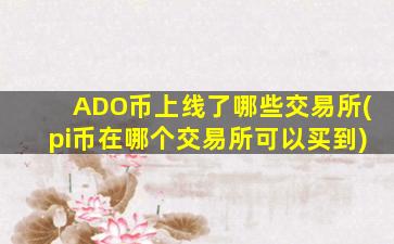 ADO币上线了哪些交易所(pi币在哪个交易所可以买到)