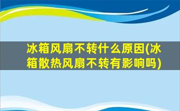 冰箱风扇不转什么原因(冰箱散热风扇不转有影响吗)