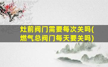 灶前阀门需要每次关吗(燃气总阀门每天要关吗)