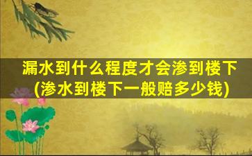 漏水到什么程度才会渗到楼下(渗水到楼下一般赔多少钱)