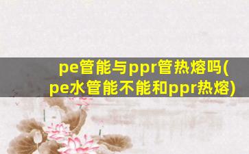 pe管能与ppr管热熔吗(pe水管能不能和ppr热熔)