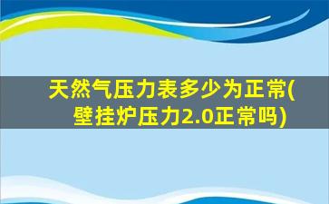 天然气压力表多少为正常(壁挂炉压力2.0正常吗)