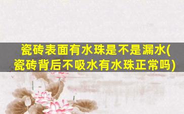 瓷砖表面有水珠是不是漏水(瓷砖背后不吸水有水珠正常吗)