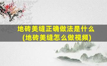 地砖美缝正确做法是什么(地砖美缝怎么做视频)