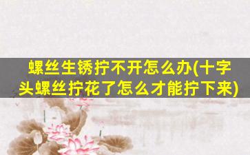 螺丝生锈拧不开怎么办(十字头螺丝拧花了怎么才能拧下来)
