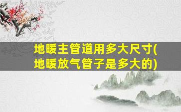 地暖主管道用多大尺寸(地暖放气管子是多大的)