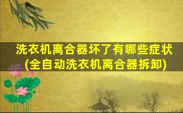 洗衣机离合器坏了有哪些症状(全自动洗衣机离合器拆卸)