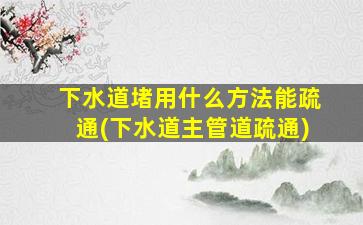 下水道堵用什么方法能疏通(下水道主管道疏通)
