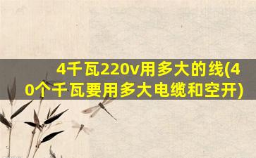4千瓦220v用多大的线(40个千瓦要用多大电缆和空开)