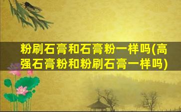 粉刷石膏和石膏粉一样吗(高强石膏粉和粉刷石膏一样吗)