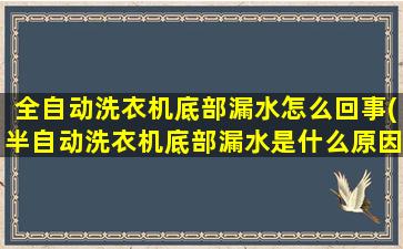 全自动洗衣机底部漏水怎么回事(半自动洗衣机底部漏水是什么原因)