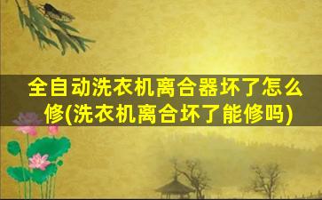 全自动洗衣机离合器坏了怎么修(洗衣机离合坏了能修吗)