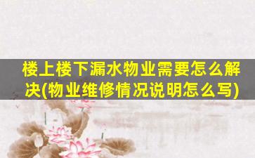 楼上楼下漏水物业需要怎么解决(物业维修情况说明怎么写)