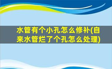 水管有个小孔怎么修补(自来水管烂了个孔怎么处理)