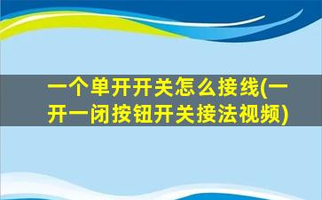 一个单开开关怎么接线(一开一闭按钮开关接法视频)