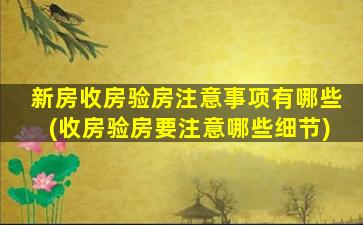 新房收房验房注意事项有哪些(收房验房要注意哪些细节)