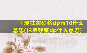 干混抹灰砂浆dpm10什么意思(抹灰砂浆dp什么意思)