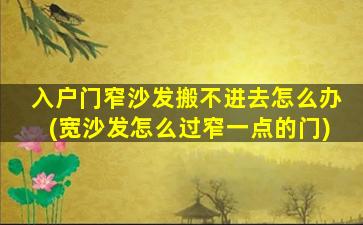入户门窄沙发搬不进去怎么办(宽沙发怎么过窄一点的门)