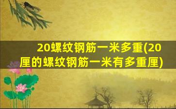 20螺纹钢筋一米多重(20厘的螺纹钢筋一米有多重厘)