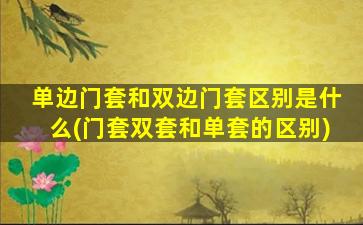单边门套和双边门套区别是什么(门套双套和单套的区别)