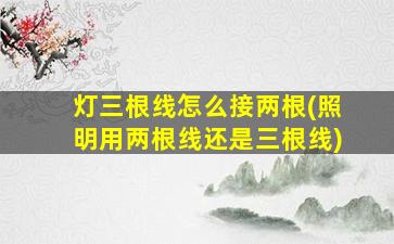 灯三根线怎么接两根(照明用两根线还是三根线)