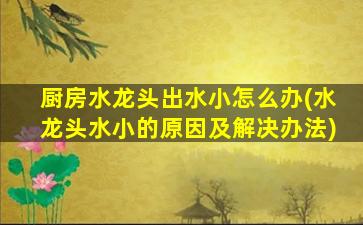 厨房水龙头出水小怎么办(水龙头水小的原因及解决办法)