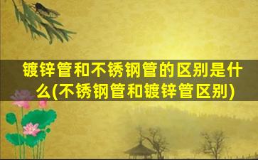 镀锌管和不锈钢管的区别是什么(不锈钢管和镀锌管区别)
