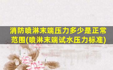 消防喷淋末端压力多少是正常范围(喷淋末端试水压力标准)