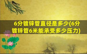 6分镀锌管直径是多少(6分镀锌管6米能承受多少压力)
