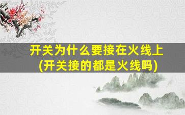 开关为什么要接在火线上(开关接的都是火线吗)