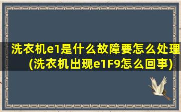 洗衣机e1是什么故障要怎么处理(洗衣机出现e1F9怎么回事)