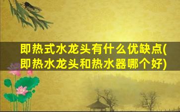 即热式水龙头有什么优缺点(即热水龙头和热水器哪个好)