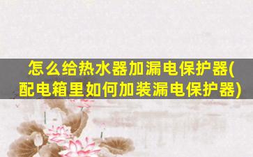 怎么给热水器加漏电保护器(配电箱里如何加装漏电保护器)