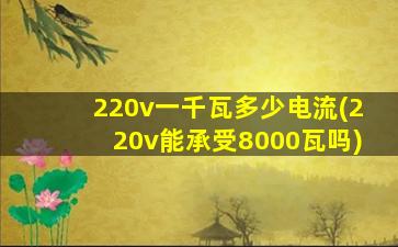220v一千瓦多少电流(220v能承受8000瓦吗)