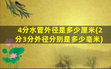 4分水管外径是多少厘米(2分3分外径分别是多少毫米)