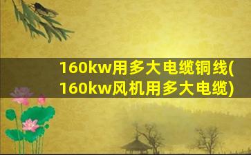 160kw用多大电缆铜线(160kw风机用多大电缆)