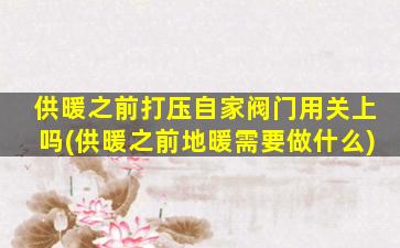 供暖之前打压自家阀门用关上吗(供暖之前地暖需要做什么)