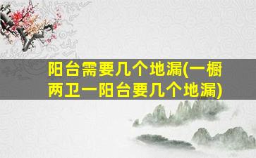 阳台需要几个地漏(一橱两卫一阳台要几个地漏)