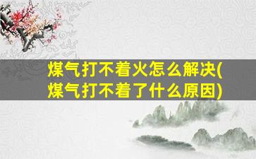 煤气打不着火怎么解决(煤气打不着了什么原因)