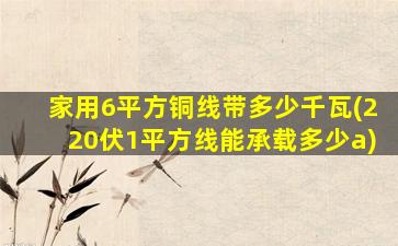 家用6平方铜线带多少千瓦(220伏1平方线能承载多少a)
