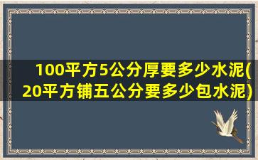 100平方5公分厚要多少水泥(20平方铺五公分要多少包水泥)