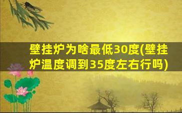 壁挂炉为啥最低30度(壁挂炉温度调到35度左右行吗)