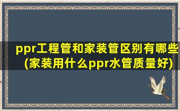 ppr工程管和家装管区别有哪些(家装用什么ppr水管质量好)