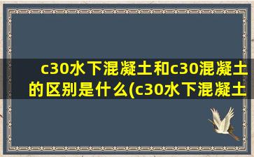 c30水下混凝土和c30混凝土的区别是什么(c30水下混凝土多少钱一方)