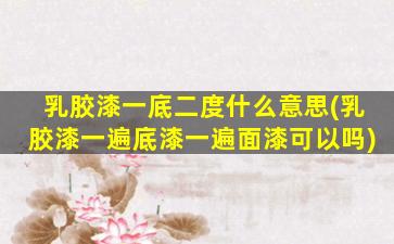 乳胶漆一底二度什么意思(乳胶漆一遍底漆一遍面漆可以吗)